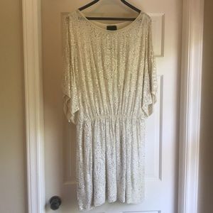 Full white sequin mini dress.